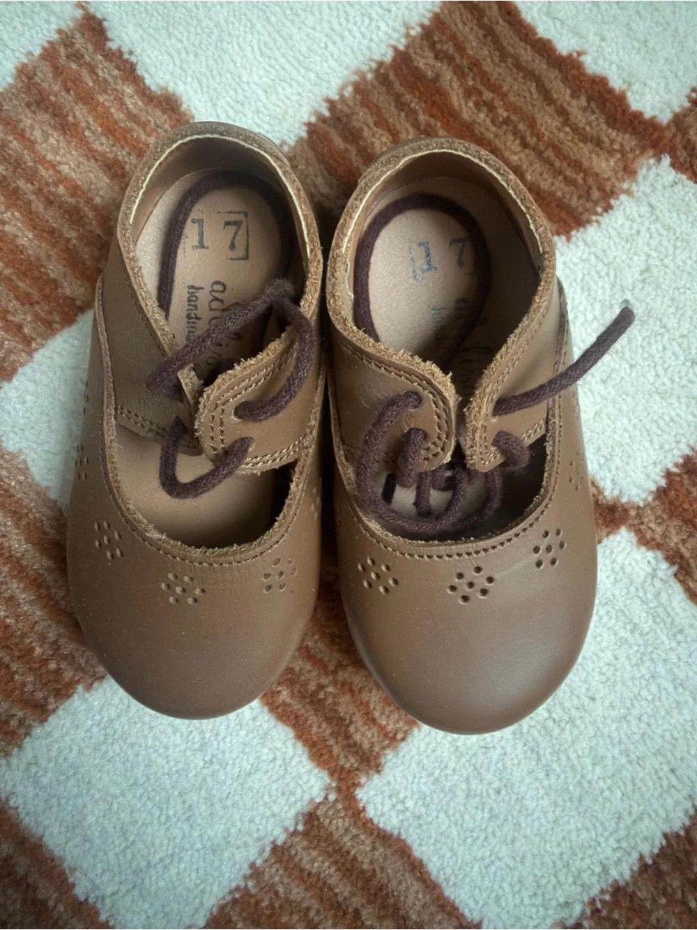 Brown Leather Lace-Up baby Shoes